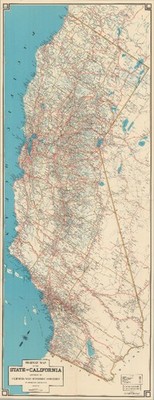 c. 1930 CSAA Large  (17 x 44 in) Folding Highway Map of California