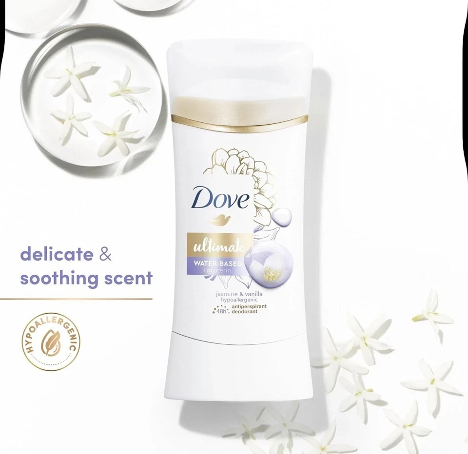 4 PACK Dove Ultimate Antiperspirant Deodorant Stick Jasmine & Vanilla 2.6 oz - Image 3 of 3