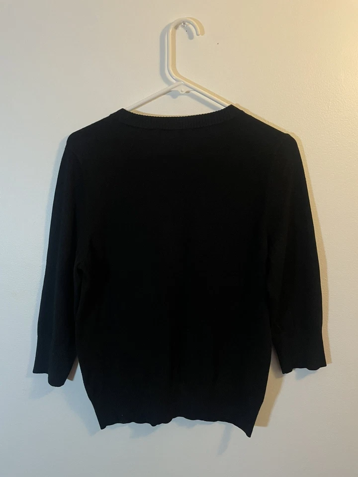 Suéter negro con botones ModCloth talla grande para mujer Rib Cage corazón Foto 4 de 4