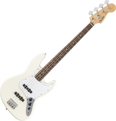 Fender Standard Jazz Bass Olympic White 4-Saiter Lorbeer E-Bass Longscale