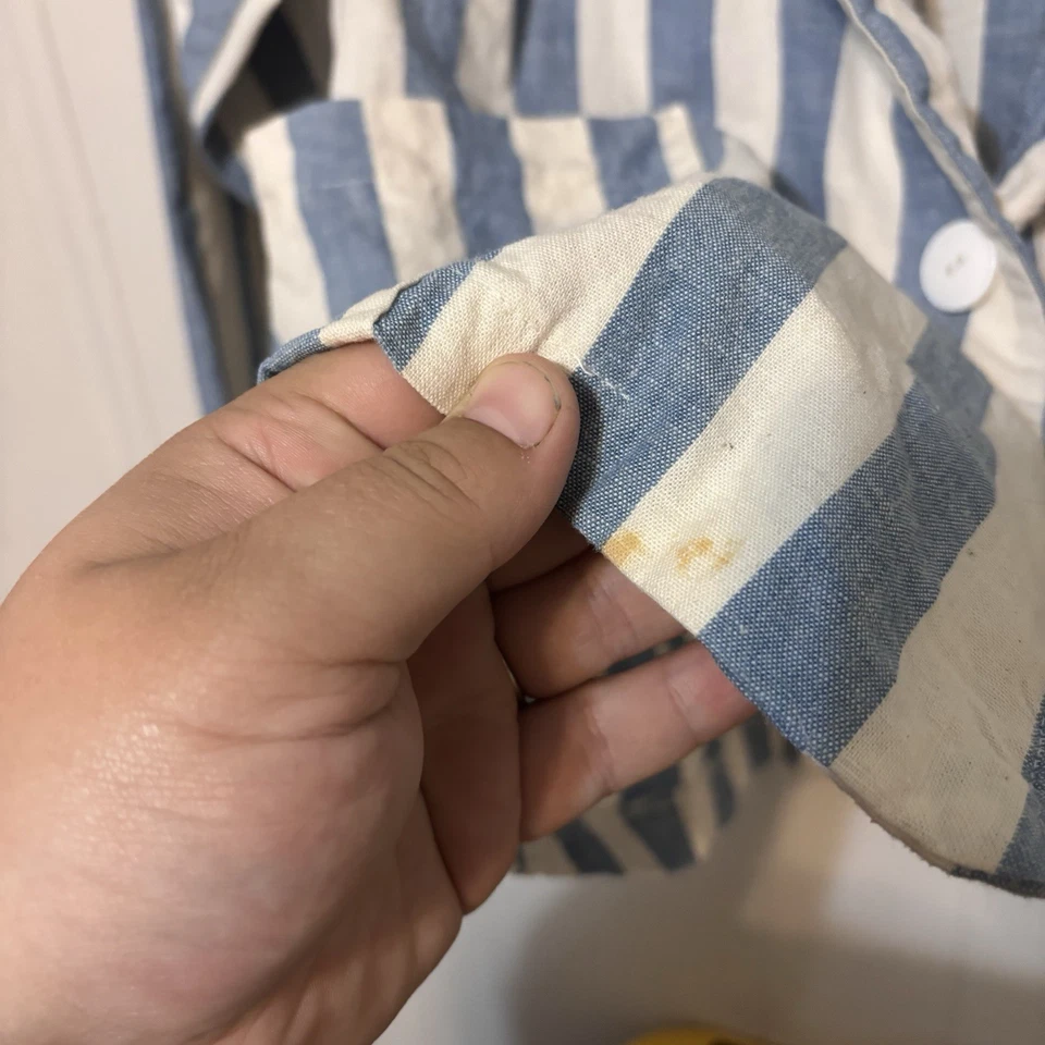 Blazer Vintage Rayón Azul Rayas Blanco Para Mujer Mediano Años 80 De Gran Tamaño Foto 4 de 4