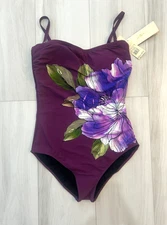 Gottex WIldflower One Piece Swimsuit Plum Purple 10 NWT $154