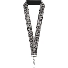 Buckle-Down Lanyard-1.0"-Zombie Skulls Sketch 22" x 1" Multicolor