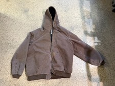 Carhartt Men Sandstone Brown Coat Washed Duck Jacket Vintage J130 CHT 3XLT 1