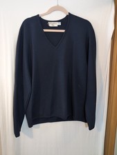 *Distressed* St Croix Sweater Men’s XL V Neck 100% Wool Blue L/S Made In USA