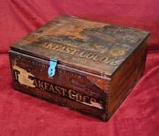 Antique Wooden Box Walter Baker &Co Ltd Breakfast Cocoa Est 1780 Dorchester Mass
