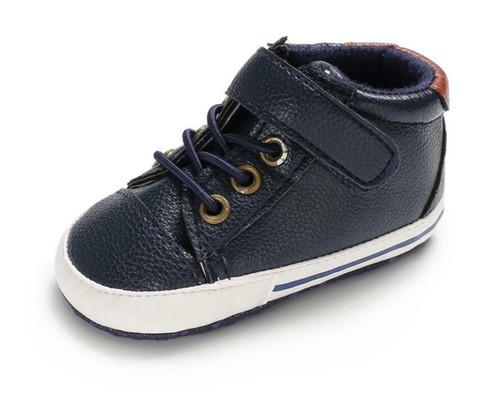 Newborn to 18 Mon Baby Boy Pram Shoes Infant High Top Booties PreWalker Trainers - Picture 13 of 21