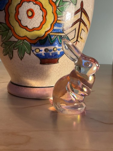VTG 95th Anniversary Fenton Glass Pink Iridescent Bunny Rabbit Figurine 2.75" - Picture 23 of 23