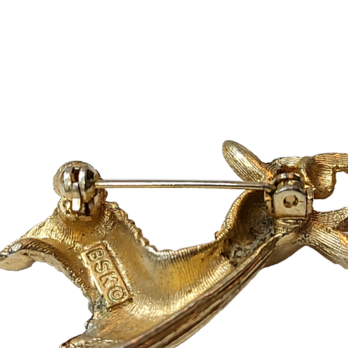 BSK Aries Ram Brooch Signed Goat Figural Pin Rhinestone Eyes Animal Vintage - Picture 6 of 8