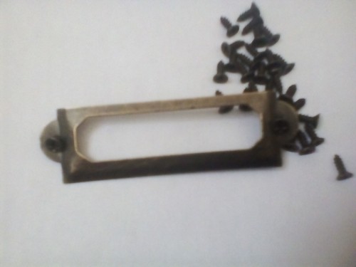 Cabinet Drawers Label Pull File Name Card Tag Holders Brass Bronze + Screws - Picture 3 of 27