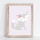 Girl Fox Nursery Print, Girl Woodland Nursery Decor 8x10 Unframed
