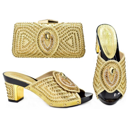 Italienische Schuhe und Taschen Schuhe passende Tasche Set Damen mit Steinen Hochzeit Sandalen - Bild 17 von 32