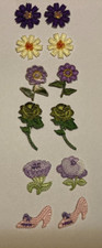 Lot of 12 Miniature Iron-On Patches - 10 Flowers and One Pair of Shoes