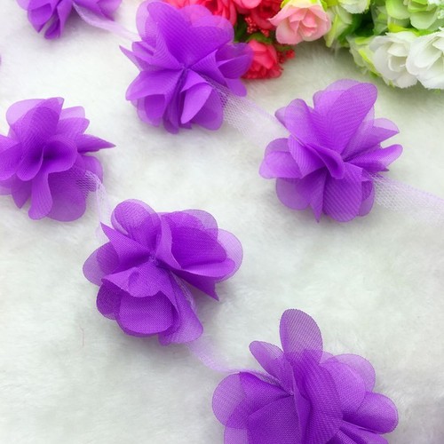 1yard Lace Flower Chiffon Fabric Trim DIY Baby Hair Band Wedding Dress Bridals - Picture 20 of 36