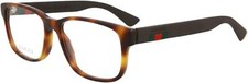 Gucci 288127 Mens Square Havana Brown Transparent Optical Frames