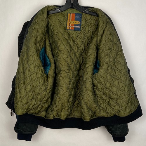 VINTAGE 80s FLIGHT BOMBER JACKET PEPE WORKWEAR SERVICE DARK GREEN NYLON MEDIUM - Picture 7 of 8