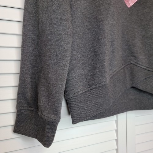 CALVIN KLEIN Graphic Pink Heart Logo Crossover Hoodie Grey Fleece Big Girl 12/14 - Picture 4 of 12