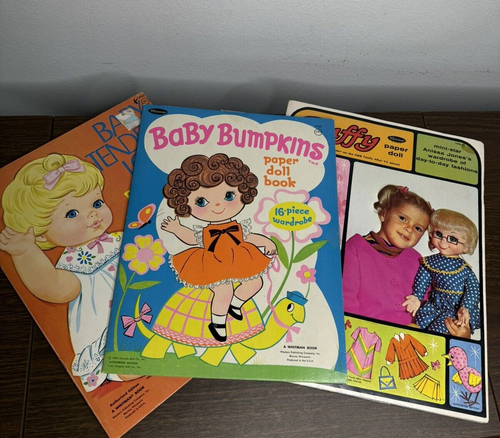 Lot/3 Vintage Paper Dolls Baby Tender Love Bumpkins Buffy Mrs Beasley Uncut