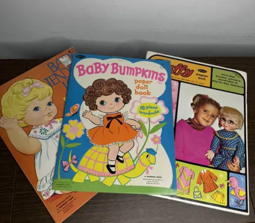 Menge/3 Vintage Papierpuppen Baby zärtlich Liebe Beulen Buffy Mrs. Beasley ungeschnitten