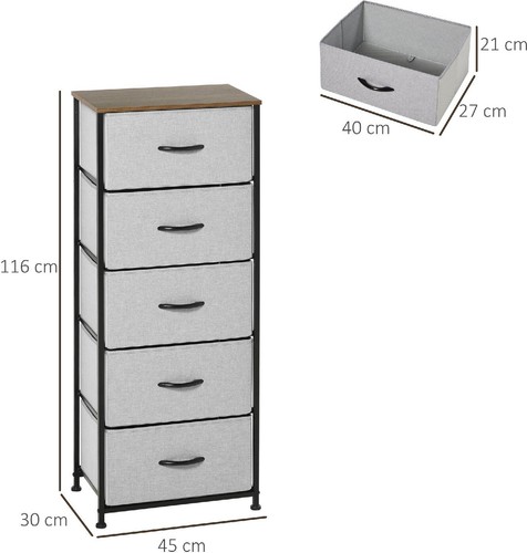 Cassettiera 8 Cassetti Tessuto Rimovibili Stile Industriale 45x30x116cm DecHome - Foto 3 di 9