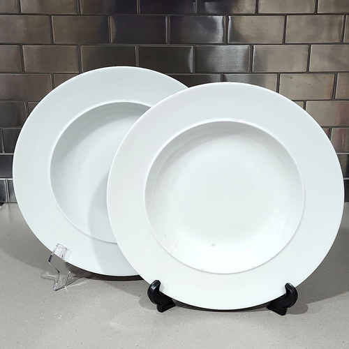 2 Denby-Langley White Gourmet 11 3/4” Rimmed Serving Soup Pasta Salad Bowls - Picture 3 of 13