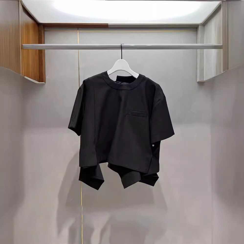 SACAI X NIKE Maglietta Sacai Irregolare Casual Girocollo Schiena Spacco Manica Corta Maglietta Donna