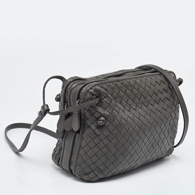 Bottega Veneta Grey Intrecciato Leather Nodini Double Zip