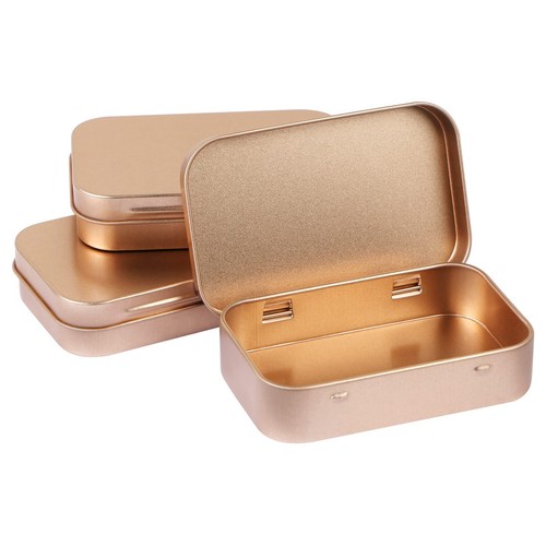 Metal Hinged Tin Box Container Mini Portable Small Storage Kit With Lid 3 Pcs - Picture 2 of 6