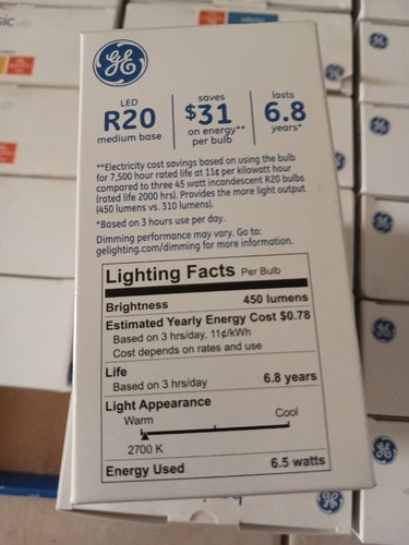 *6 BULBS* 2 Packs GE Basic LED Indoor Soft White Floodlight R20 Medium Base 45w - Picture 2 of 6