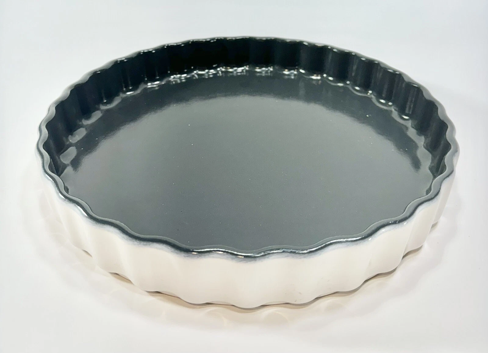 MADE IN FRANCE 10.5” Ceramic Pie Dish/Plate Gray