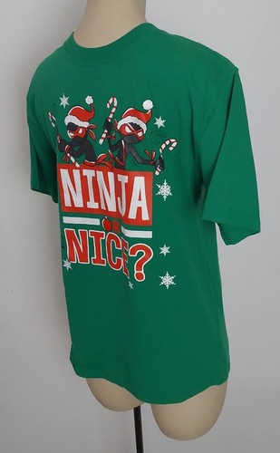 HOLIDAY TIME Ninja Or Nice? Christmas T-Shirt Kids Size 14-16 - Picture 3 of 5
