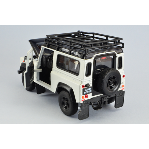 LAND ROVER DEFENDER 1984 WEISS/SCHWARZ MIT DACHTRÄGER 1:24 Welly Auto Stradali - Bild 3 von 3
