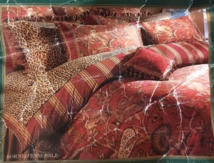 Raymond Waites Studio 6pc King Size Bedding Set Burgundy Monkeys