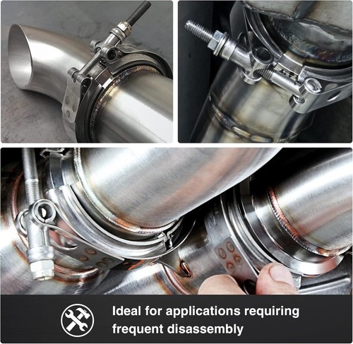 8X Exhaust Downpipe 3.5" Vband Clamp Male/Female Flange Kit SS304 stainles Steel - Picture 6 of 6