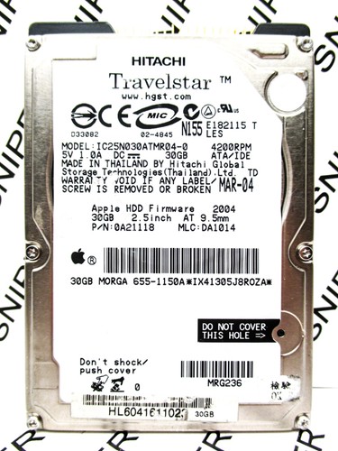 PCB - Hitachi 30GB IC25N030ATMR04 IDE 0A21118 DA1014 Laptop Festplatte H69401B - Bild 9 von 11