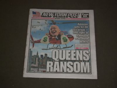 2018 NOVEMBER 14 NEW YORK POST NEWSPAPER - AMAZON GETS $2.5B TAX BREAK IN QUEENS