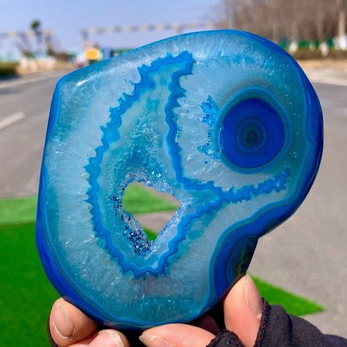 187G Beautiful Blue agate heart-shaped crystal heart-shaped energy healing - Picture 3 of 24