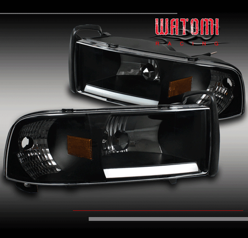FOR 94-01 RAM LED BAR CRYSTAL BLACK HEAD LIGHTS W/CORNER SIGNAL 1500 2500 3500 - Picture 1 of 4