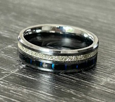 Silver and Blue Tungsten Blanc Ring