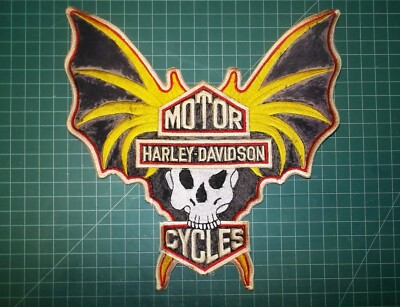 Vtg 70's-80s HARLEY Skull BAT WINGS Outlaw BIKER Motorcycle