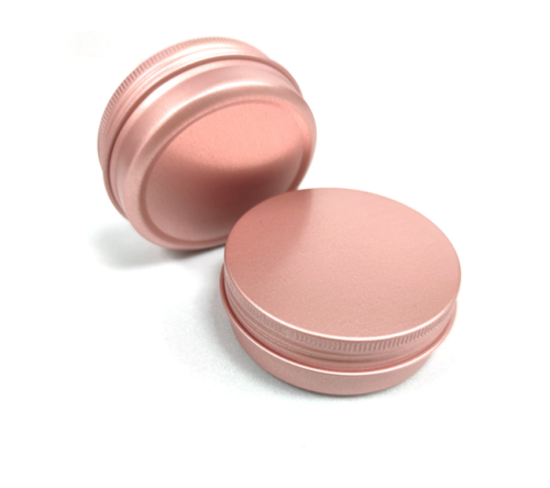 Rose Gold Aluminum Tin Screw Top Round Metal Container W Lid,Travel Storage Jar - Picture 8 of 12