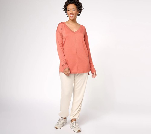 Girl with Curves Regular Luxe French Terry Sweatshirt, Orange 4X A609238 - Picture 3 of 4