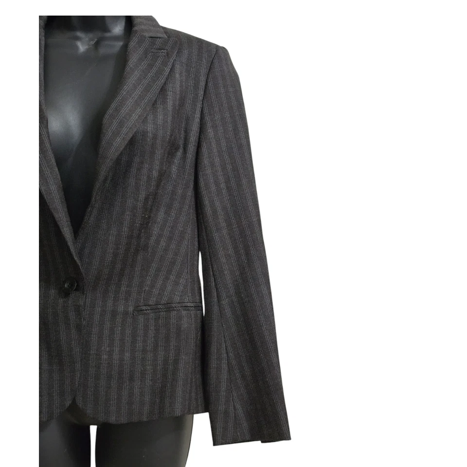 Однобортный блейзер Ted Baker London в серую полоску из шерстяной смеси размер 2 - Изображение 4 из 4