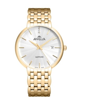 Appella Swiss made men's watch model L12000.1113D with 3 diamonds