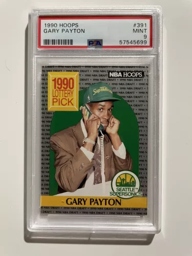 1990 NBA Hoops Basketball #391 Gary Payton Supersonics RC Rookie PSA 9 MINT