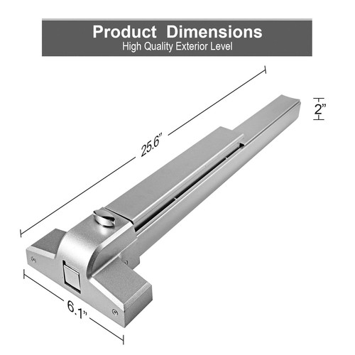 A BST Push Bar Door Lock Panic Exit Device w/ Exterior Lever for 28”-36” Door - Picture 2 of 9