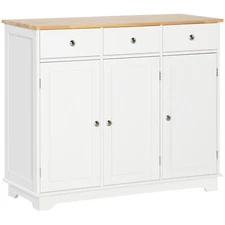 Sideboard Buffet Cabinet Storage w/ Wooden Countertop Drawers Adjustable Shelf