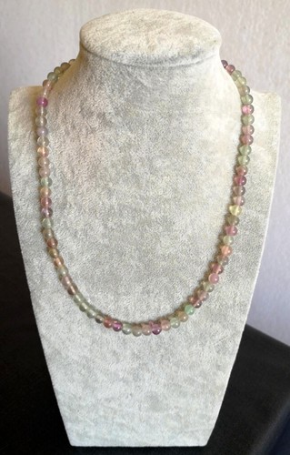 Collier Fantaisie En Perles D'Amazonite Bleue - Longueur 42 Cm - Neuf Sans Emballage - Pierre Naturelle
