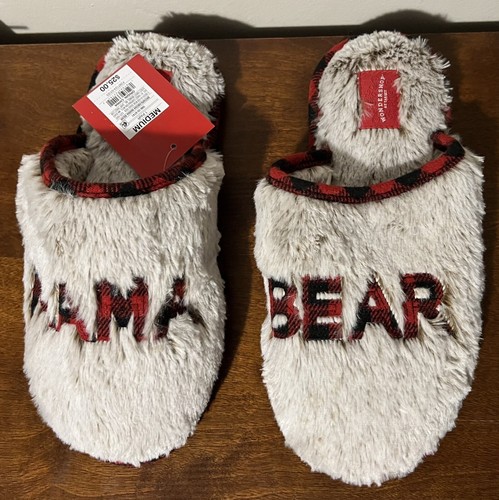 Wondershop Womens Mama Bear Faux Fur Plaid Slippers - M (7/8) - Picture 2 of 8
