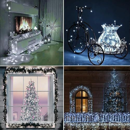 Weiße 82 Fuß 200 LED Weihnachts Lichterkette Außen/Innen 200 LED kaltweiß - Bild 2 von 8